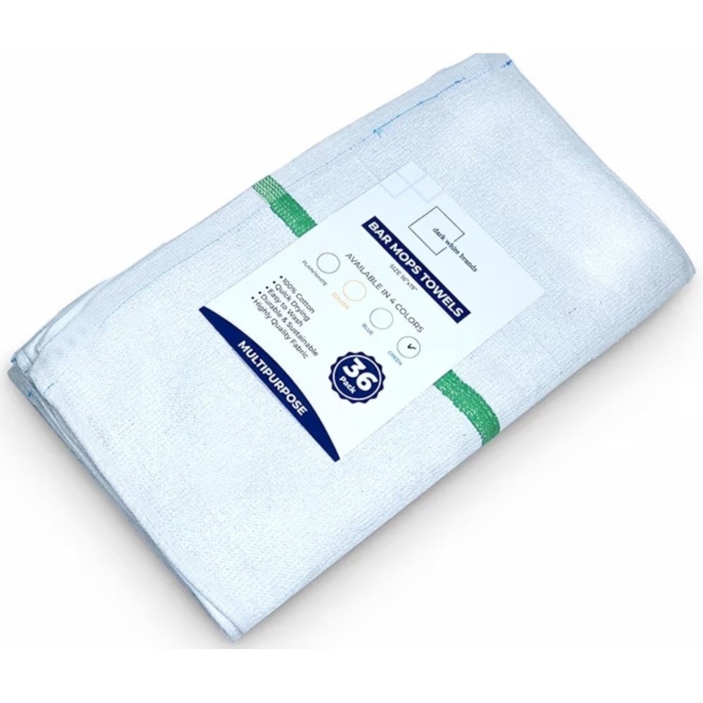 Bar Mop Towels White Cotton Kitchen Cleaning Towel Restaurant 16x19 Pack of 36
